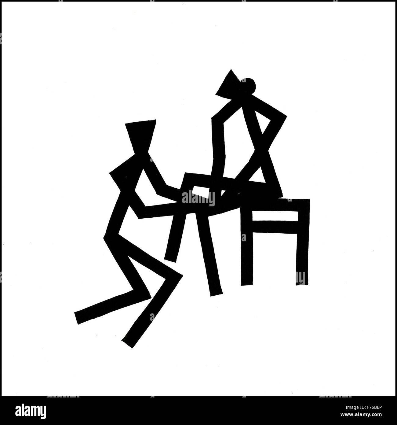 Illustrazione disegno di linea di uomo donna spiacente Foto Stock