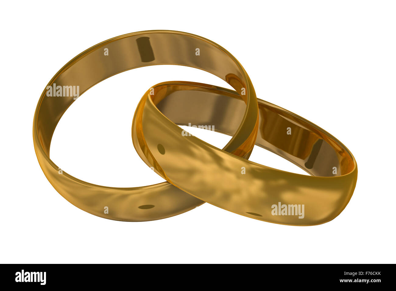 Oro due anelli di nozze. l'immagine 3D. Foto Stock