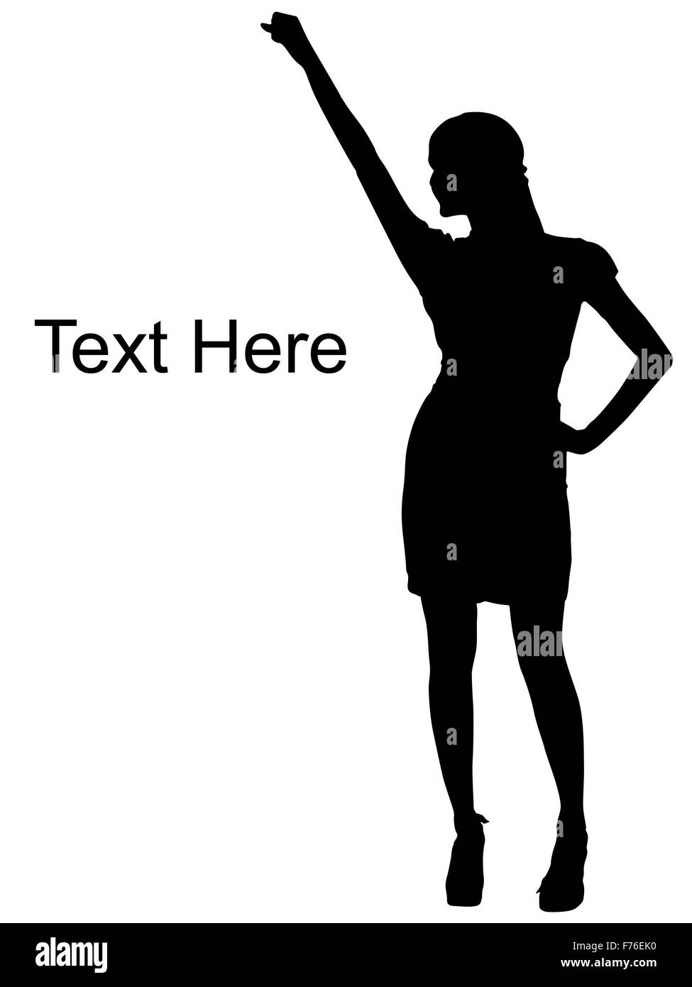 Donna che indica verso l'alto Foto Stock