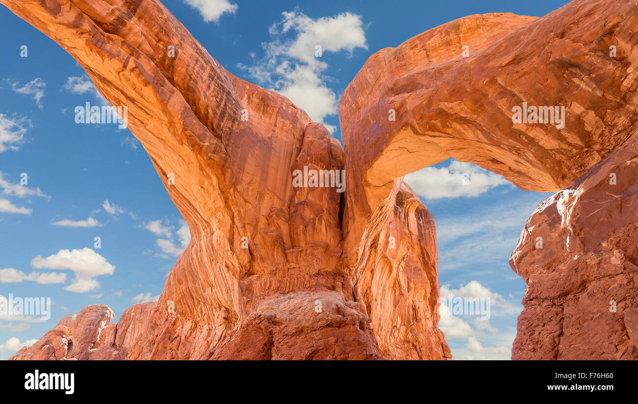 Il doppio arco in Arches National Park, Stati Uniti d'America. Foto Stock