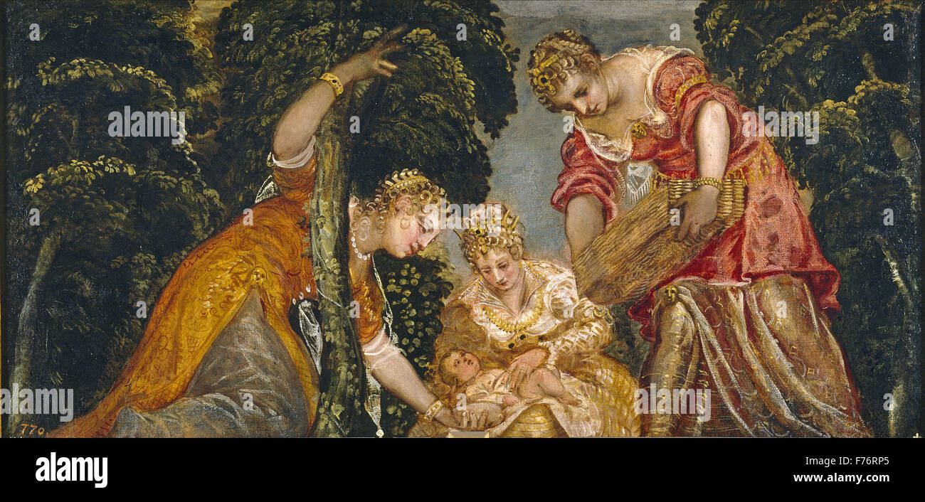 Jacopo Tintoretto - Mosè salvato dalle acque Foto Stock