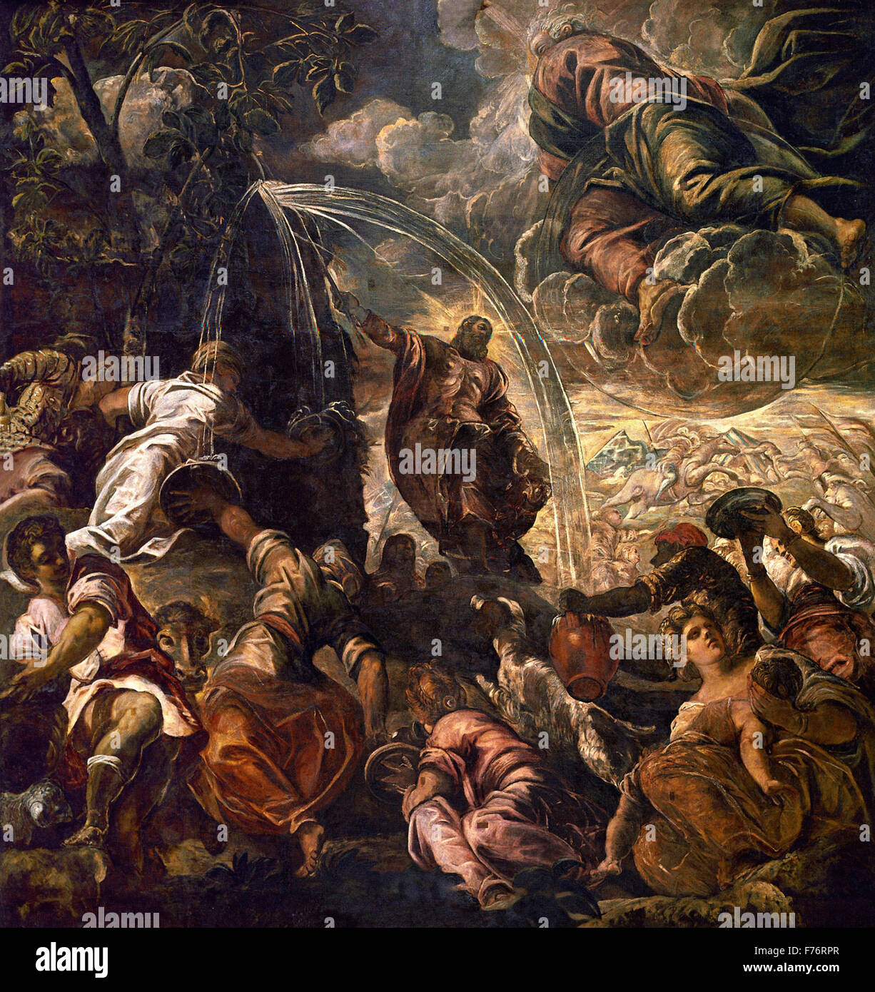 Jacopo Tintoretto - Mosè il prelievo di acqua dalla roccia Foto Stock