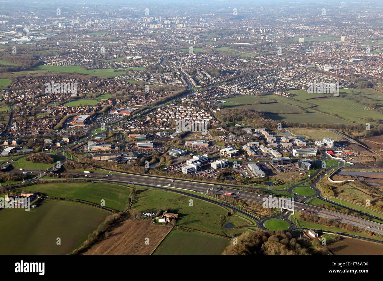 Vista aerea di Thorpe Park Business Center a Colton vicino a Leeds, Regno Unito Foto Stock