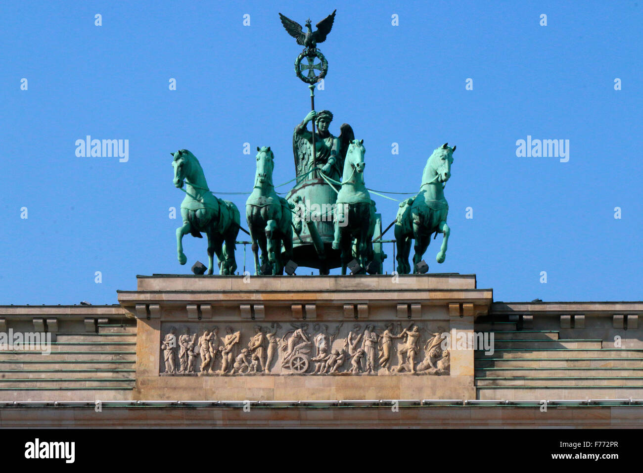 Quadriga, Brandenburger Tor, Berlin-Mitte. Foto Stock