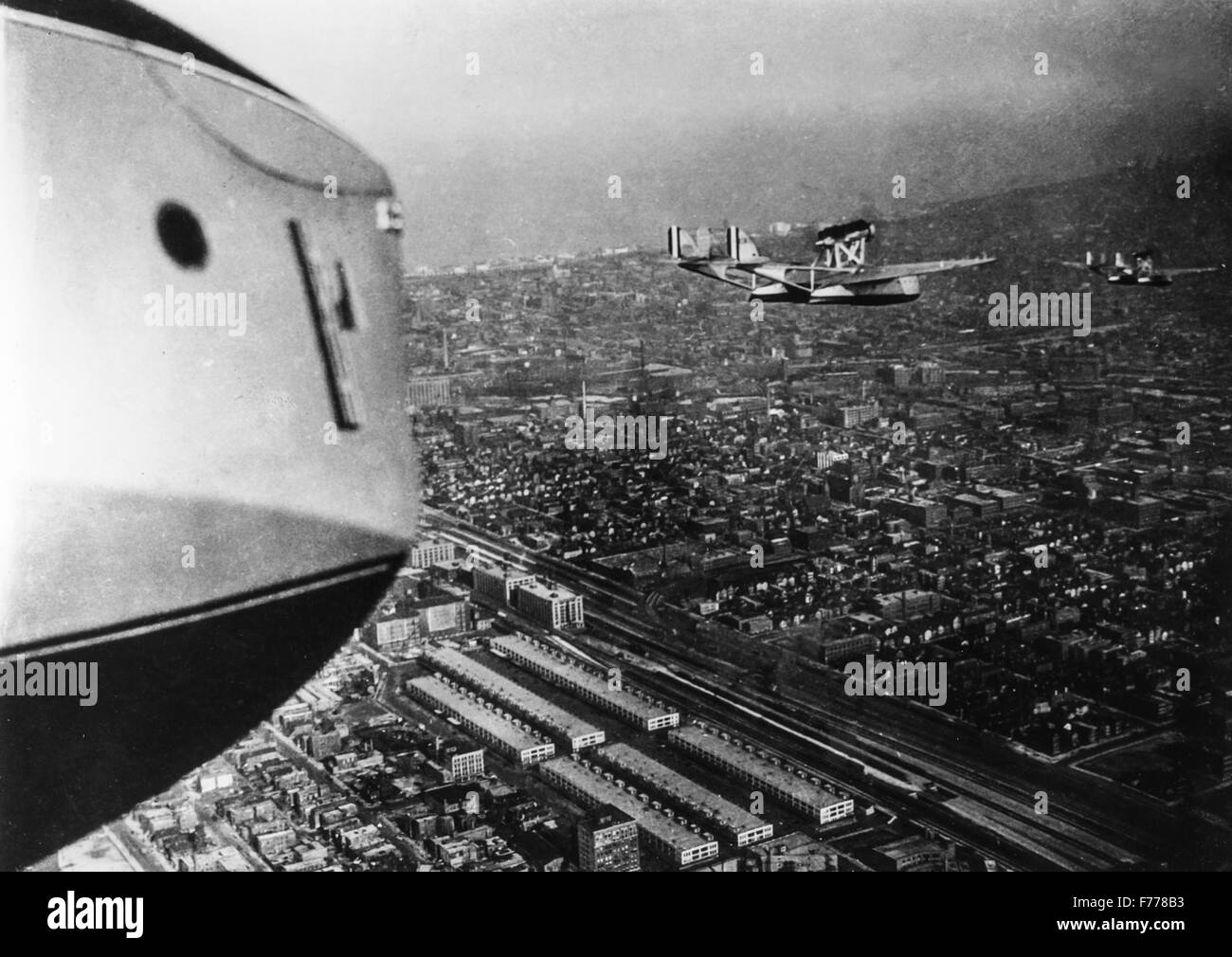 Idrovolanti Italiani da Italo Balbo sorvolano di Chicago e poi scendere nel lago Michigan,1933 Foto Stock