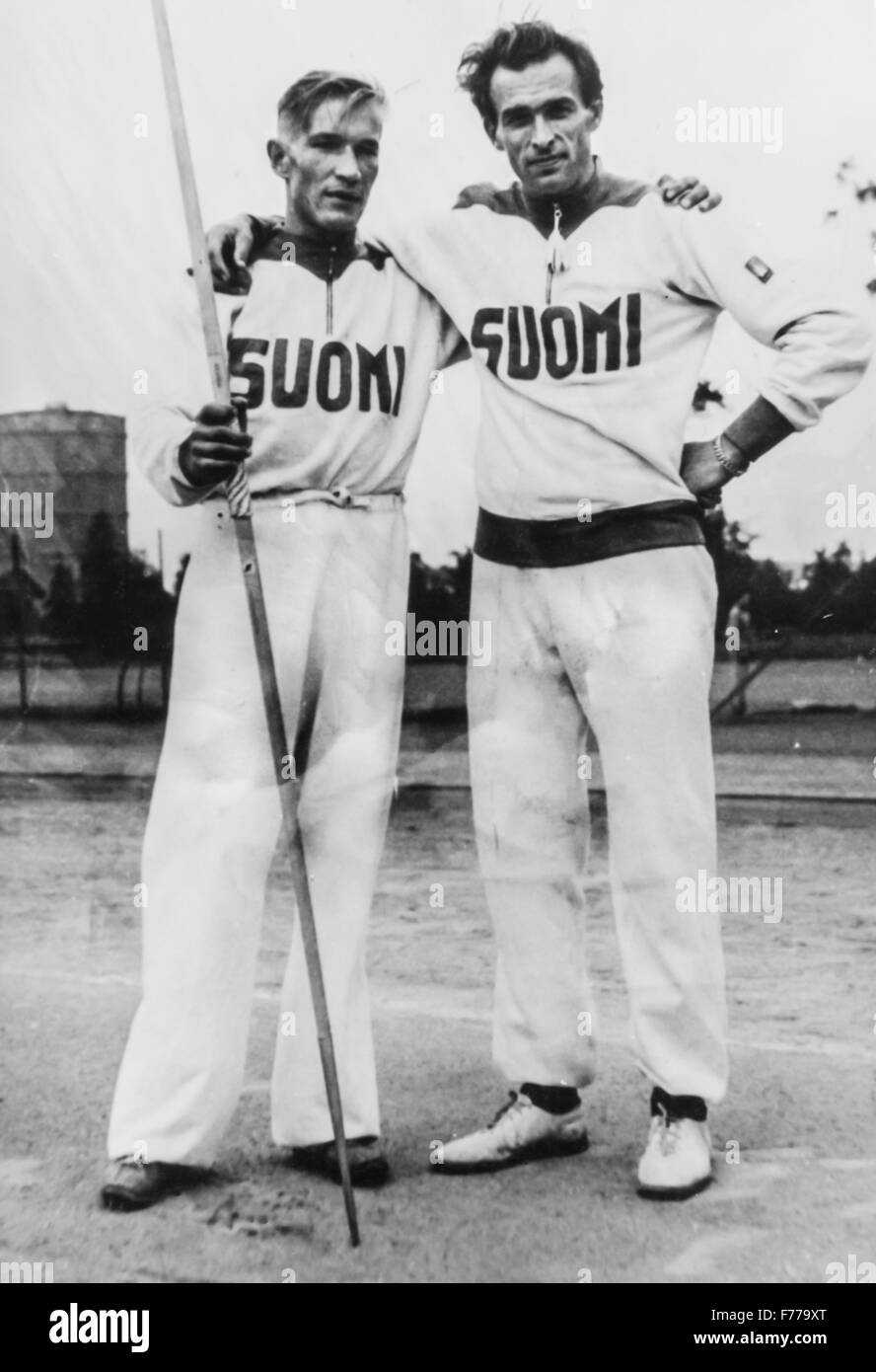 Kaj tapio tapsa rautavaara e jouko yrjo nikkanen,giavellotto presso i giochi della XIV Olimpiade di Londra 1948 Foto Stock