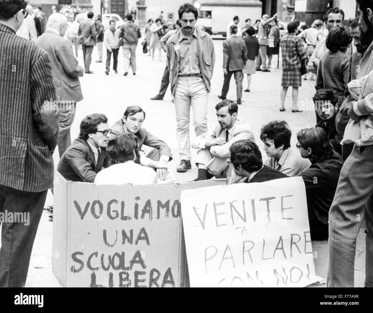 Dimostrazione di studenti,roma 1968 Foto Stock