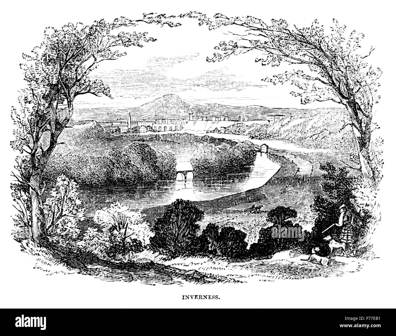 Incisione di Inverness scansionata ad alta risoluzione da un libro stampato nel 1852. Si ritiene che sia privo di tutte le restrizioni sul copyright. Foto Stock