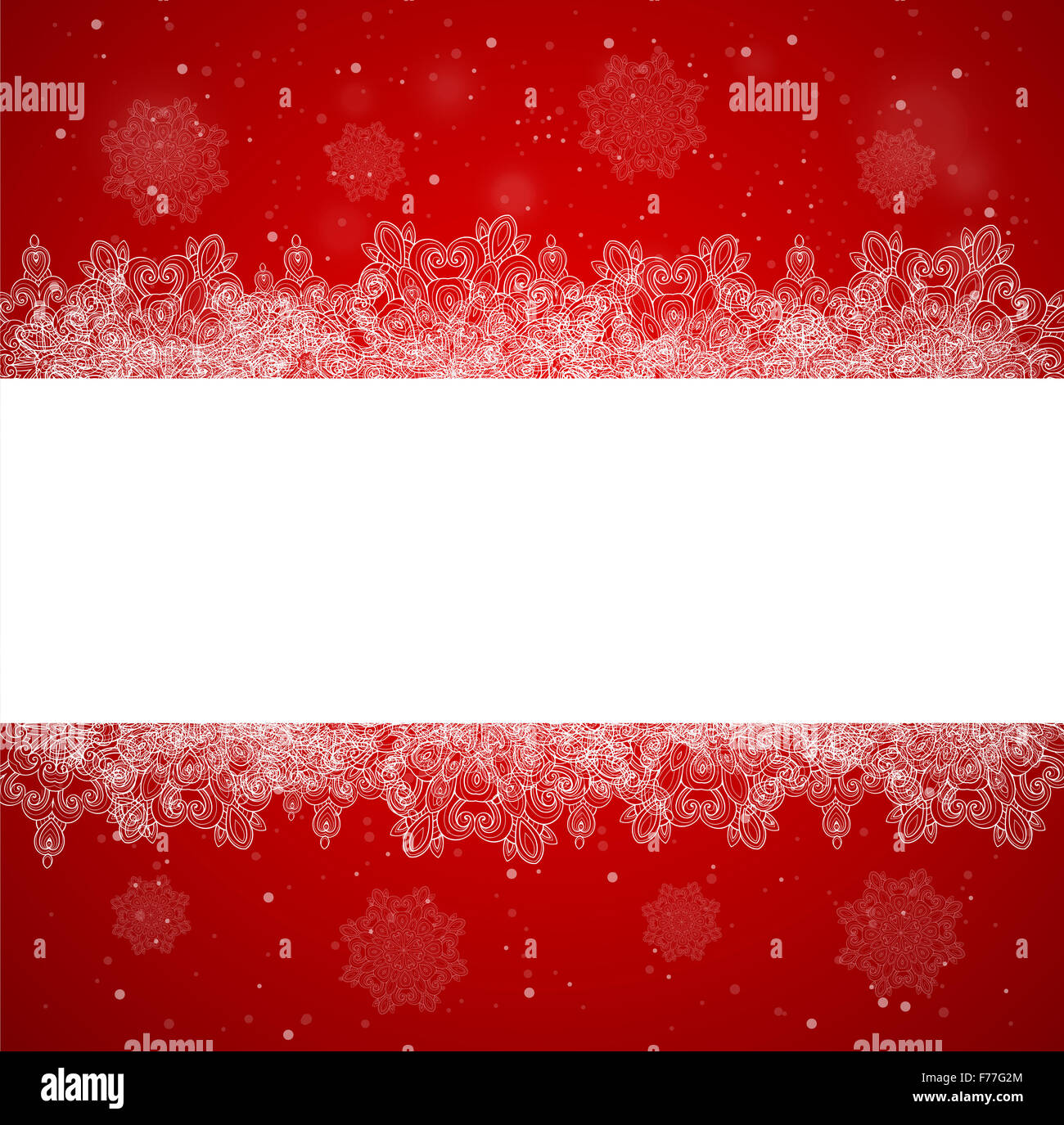 Rossa orizzontale banner di Natale con i fiocchi di neve Foto Stock