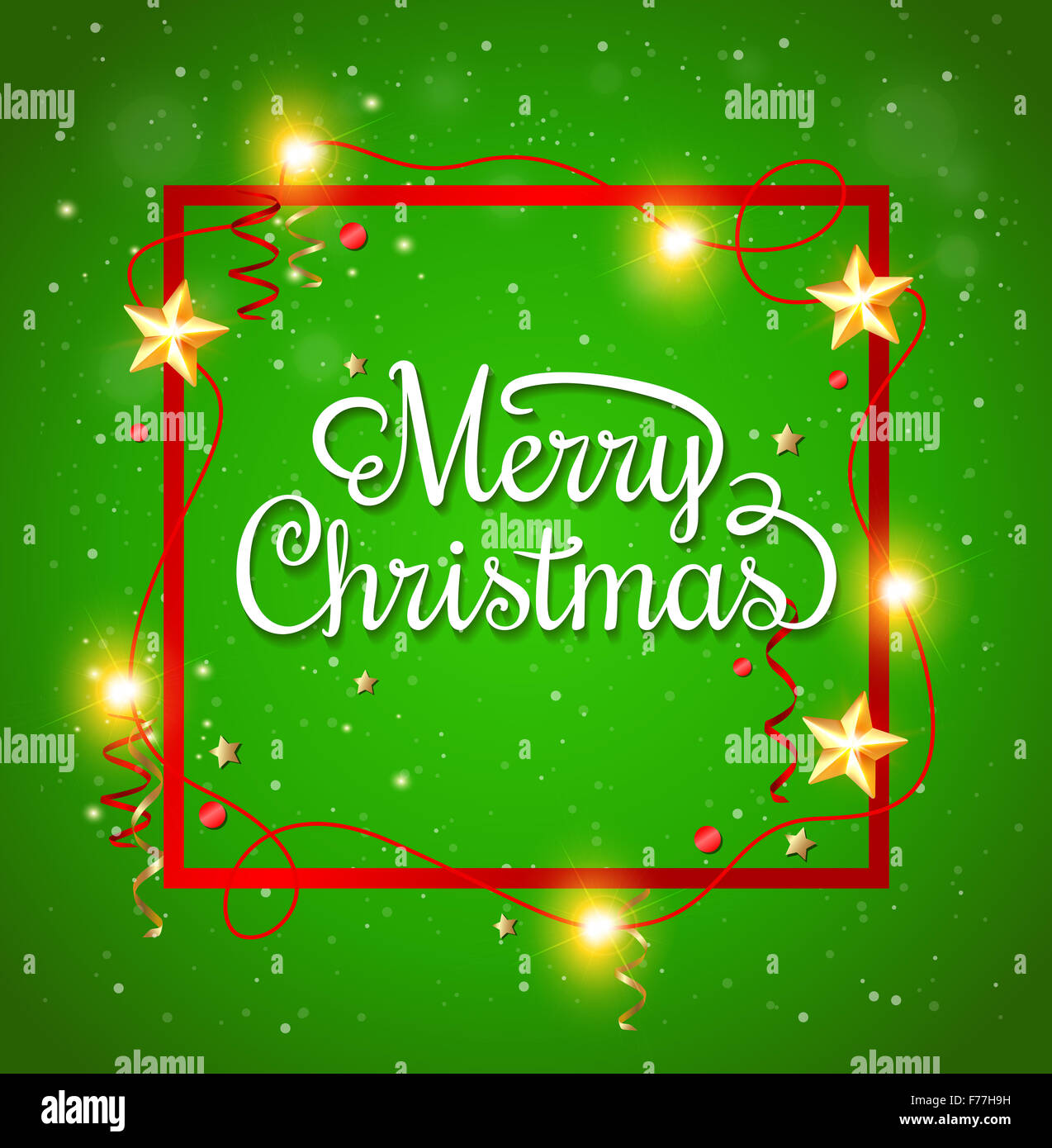 Natale decorative frame con saluto iscrizione su sfondo verde Foto Stock
