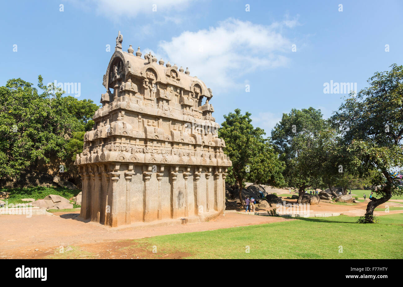 Mahabalipuram (Mamallapuram) protetto monumenti nazionali, Kancheepuram quartiere vicino a Chennai, Tamil Nadu, nell India meridionale Foto Stock