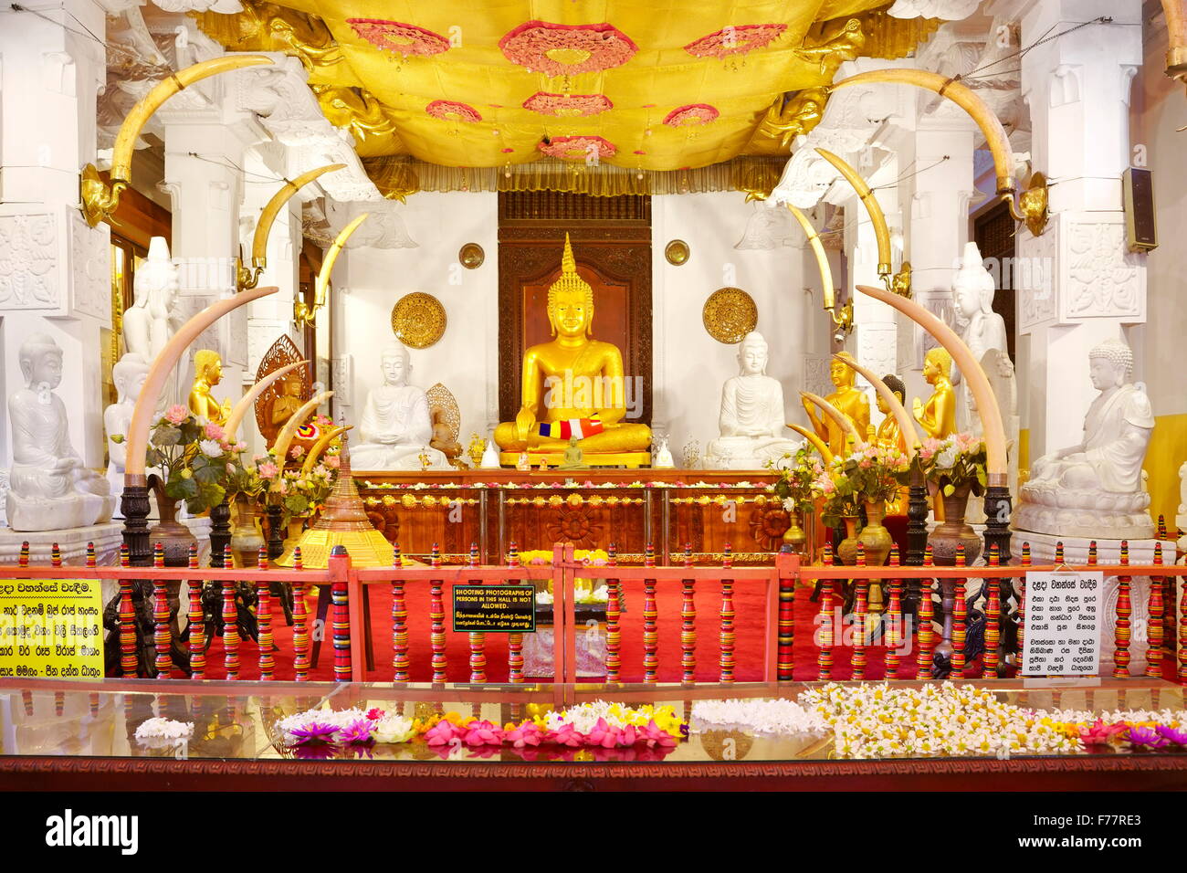 Sri Lanka - il tempio del Dente, Kandy, Sri Dalada Maligawa, Sito Patrimonio Mondiale dell'UNESCO, santuario buddista Foto Stock