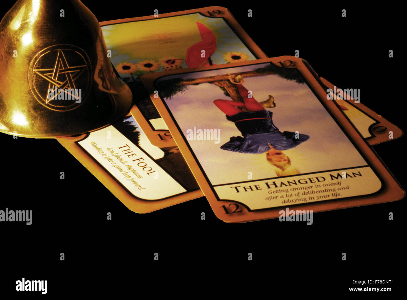 Impiccato,tarocchi,lo stolto,fortune,fortune teller,tarocchi,pentagramma Foto Stock