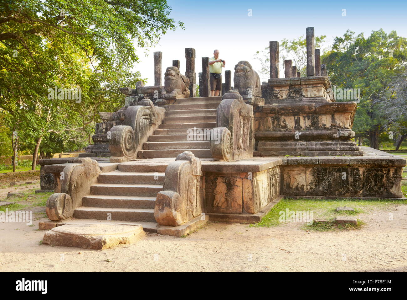 Sri Lanka - rovine dell antica residenza reale, Polonnaruwa, città antica area, UNESCO Foto Stock