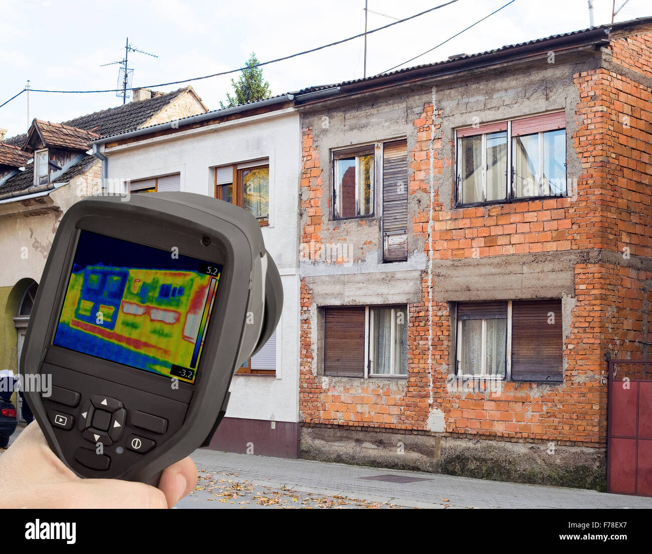 La perdita di calore confronto con telecamera a raggi infrarossi Foto Stock