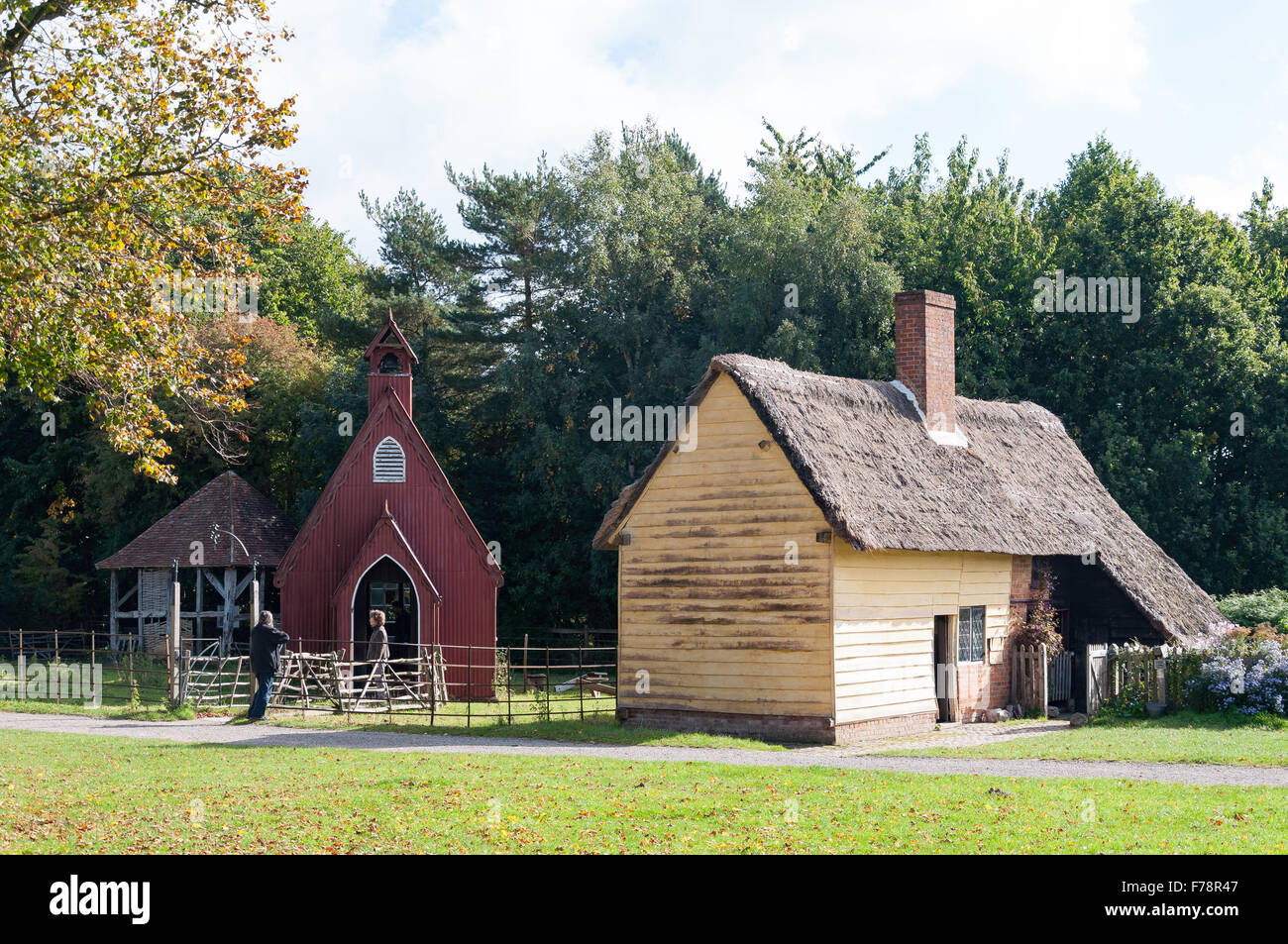 Leagrave Cottage & Henton Mission Room, Chiltern Open Air Museum, Chalfont St Giles, Buckinghamshire, Inghilterra, Regno Unito Foto Stock