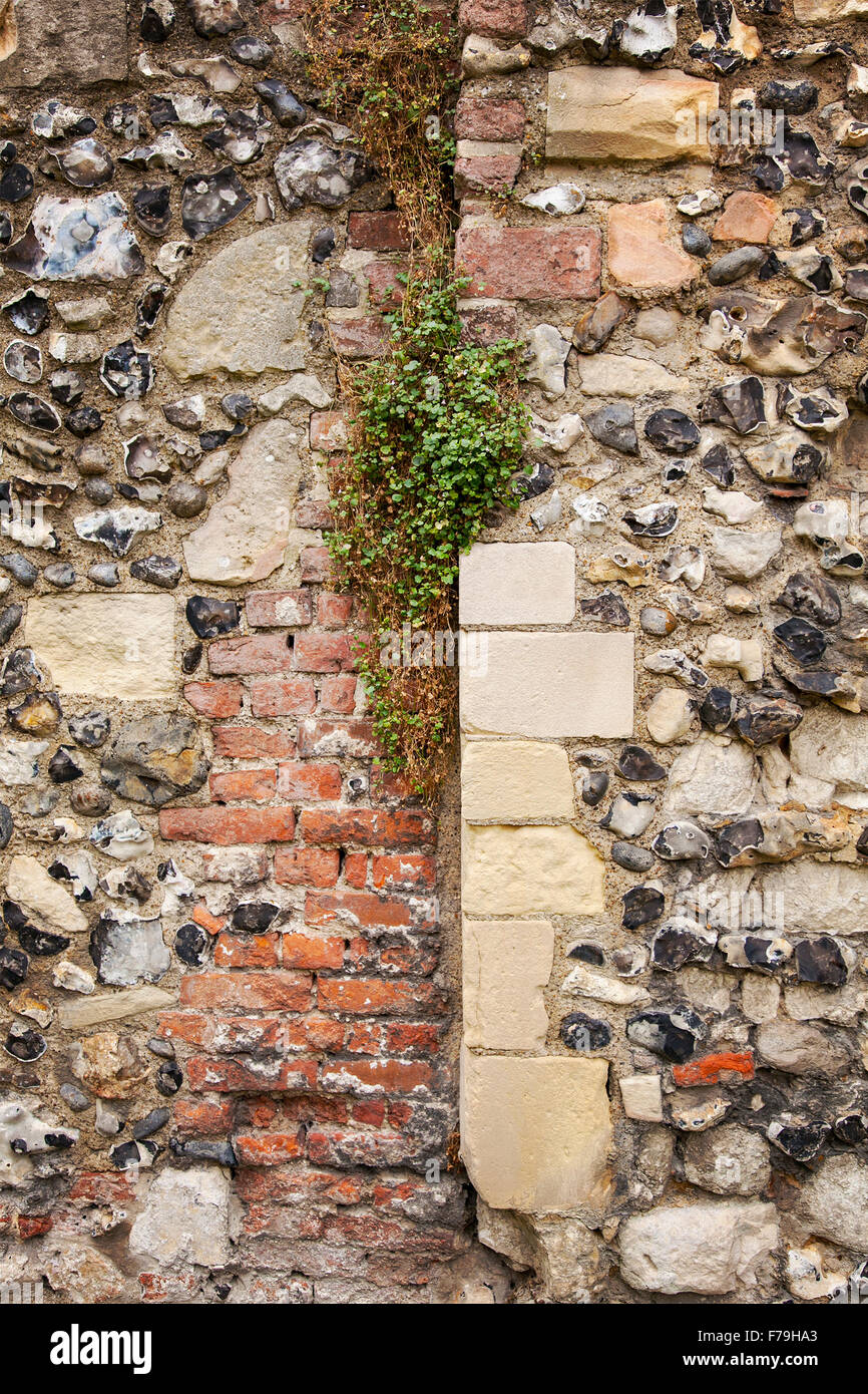 Immagine di un muro di pietra. Canterbury, Inghilterra. Foto Stock