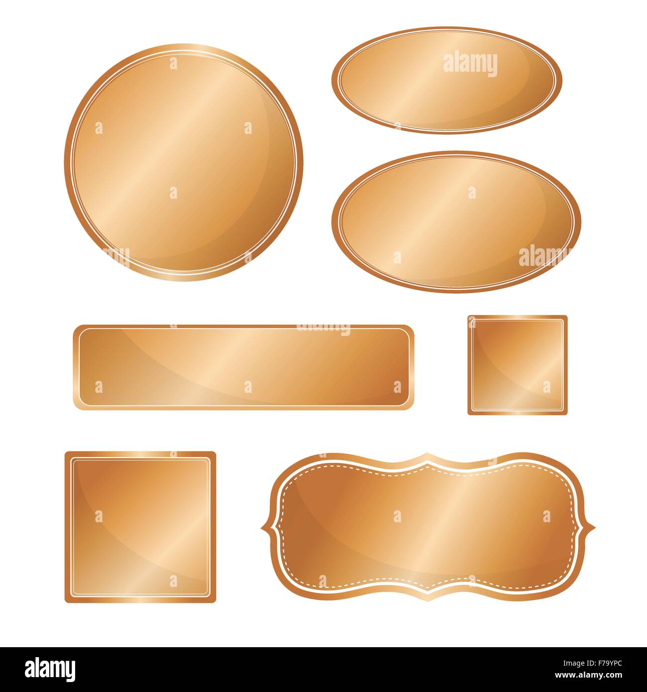 Metallico grezzo icon set color rame Illustrazione Vettoriale