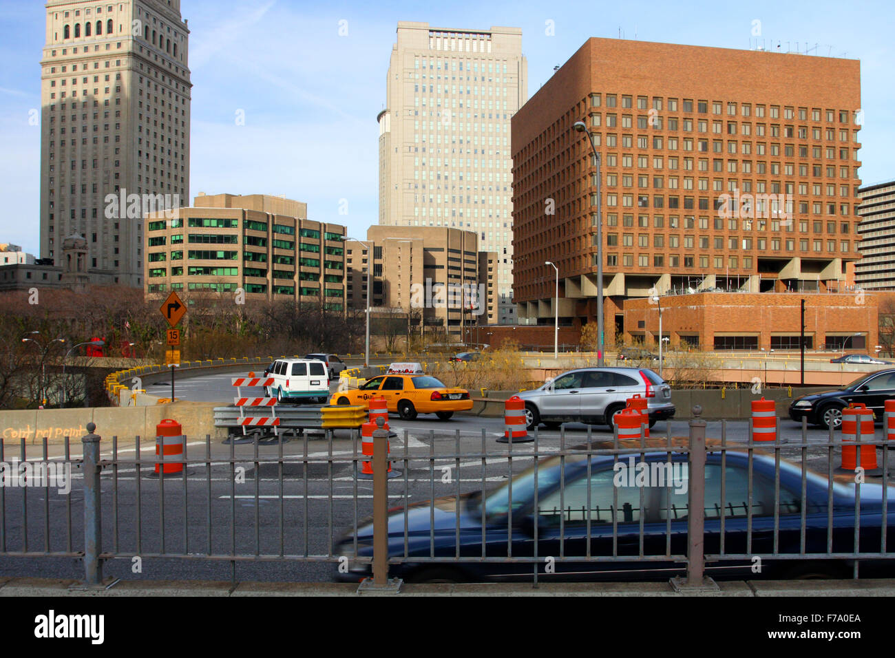 Federale, e città edifici governativi in Lower Manhattan, New York, NY Foto Stock
