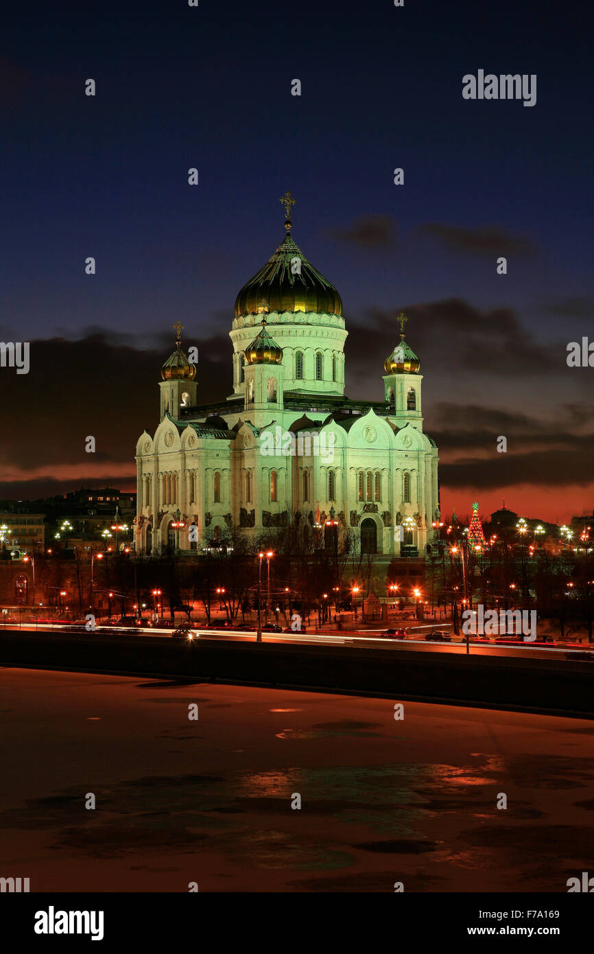 La Cattedrale di Cristo Salvatore durante la stagione invernale a Mosca, Russia Foto Stock