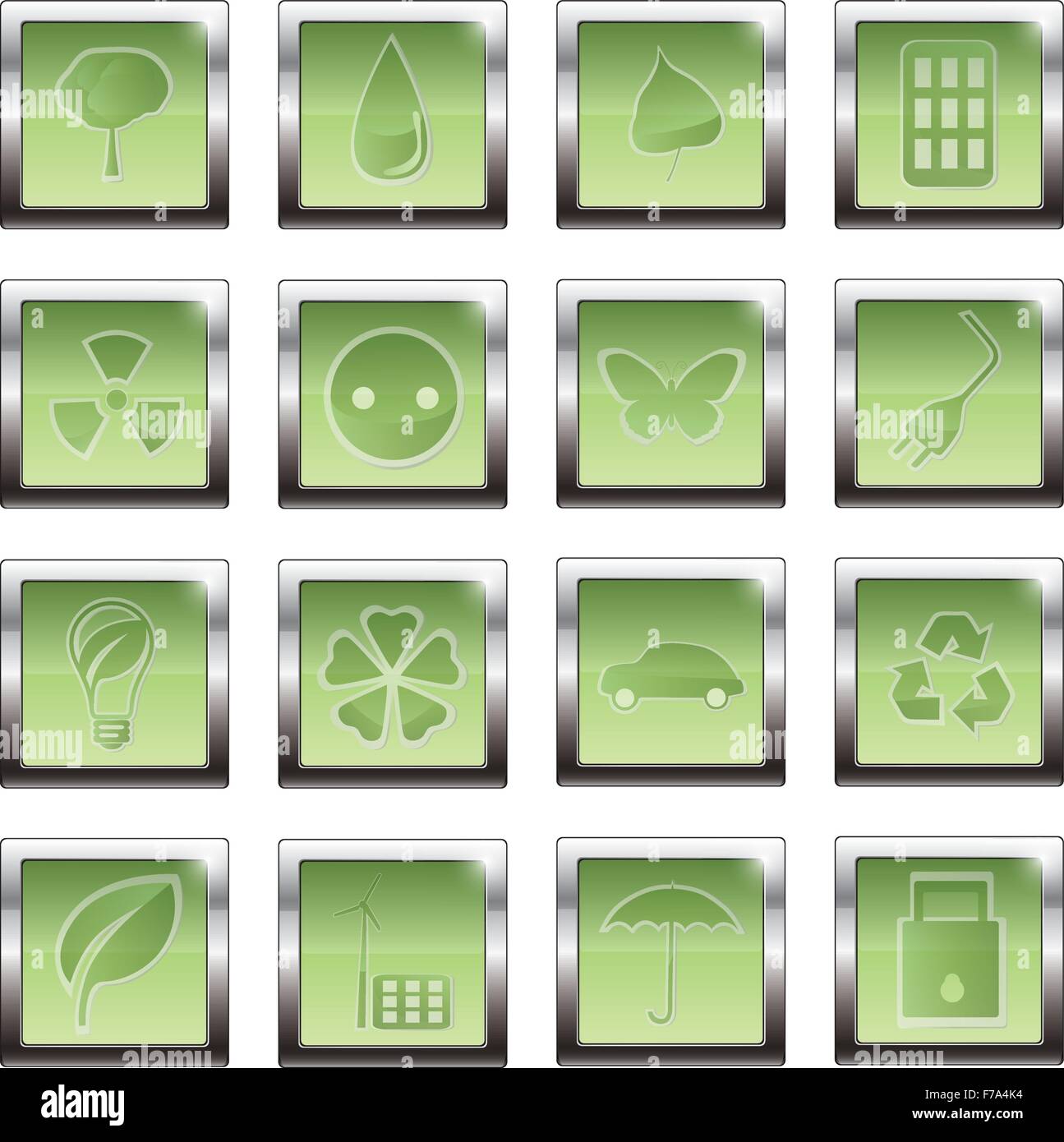 Verde, Ecologia e ambiente icon set. illustrazione vettoriale Illustrazione Vettoriale