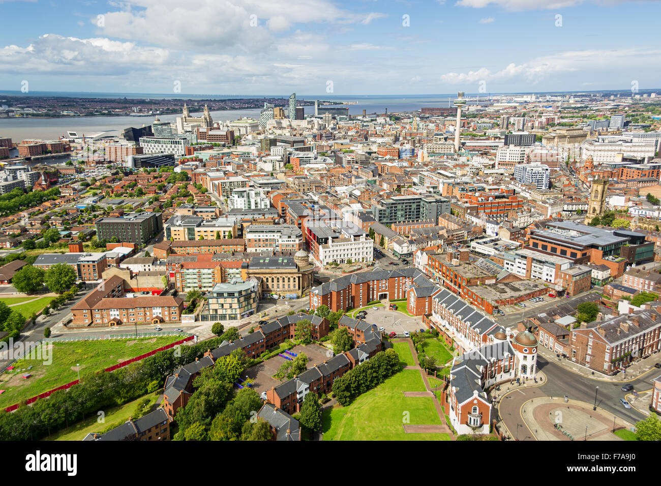 Agosto 2015, cityscape di Liverpool (Inghilterra), panorama Foto Stock