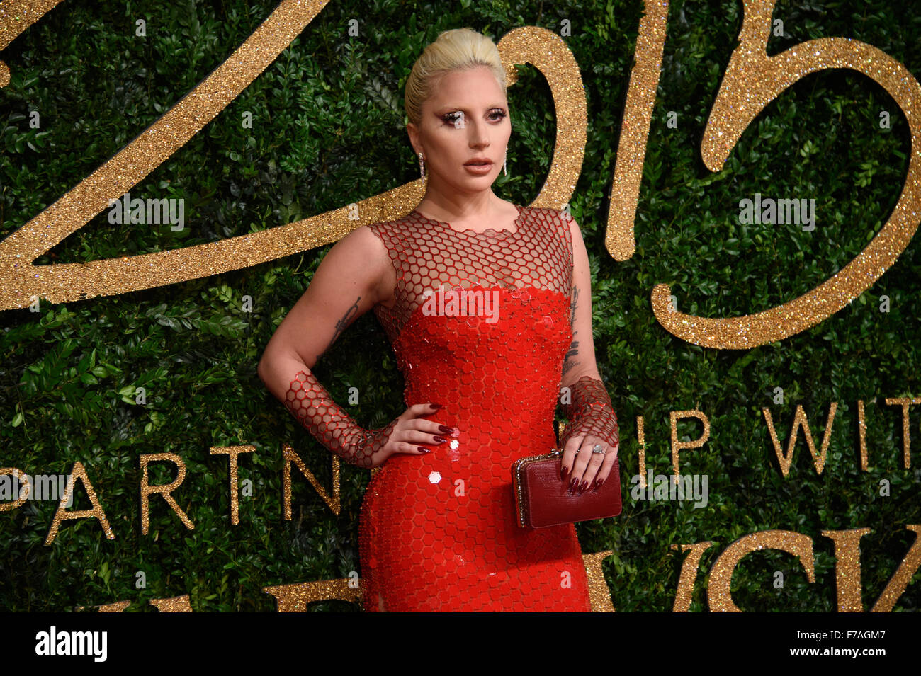 Lady Gaga presso il British Fashion Awards 2015 a Londra Foto Stock