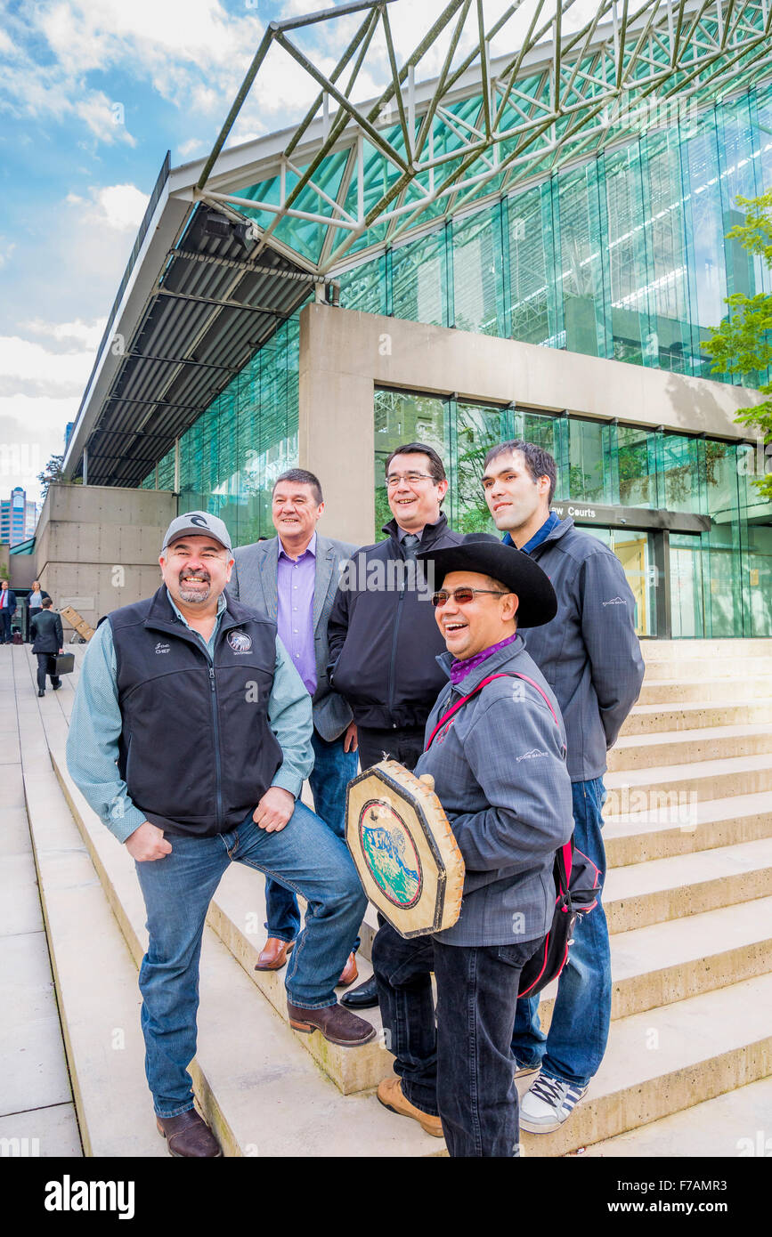 Tsilhqot'in capi della nazione al di fuori della legge provinciale tribunali, Vancouver, British Columbia, Canada Foto Stock