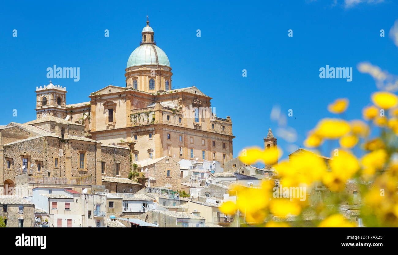 Piazza Armerina, vista cattedrale barocca del 1768, Sicilia, Italia Foto Stock