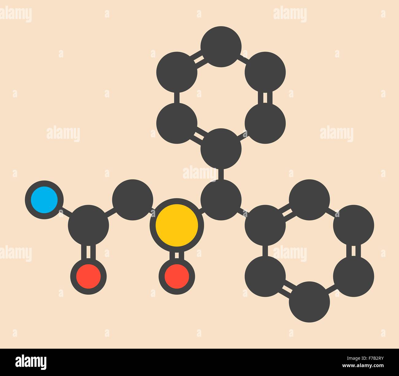 Modafinil veglia promuovere la droga. Usato per trattare la narcolessia illecitamente e come un agente di drogaggio. Stilizzata di scheletro di formula Foto Stock