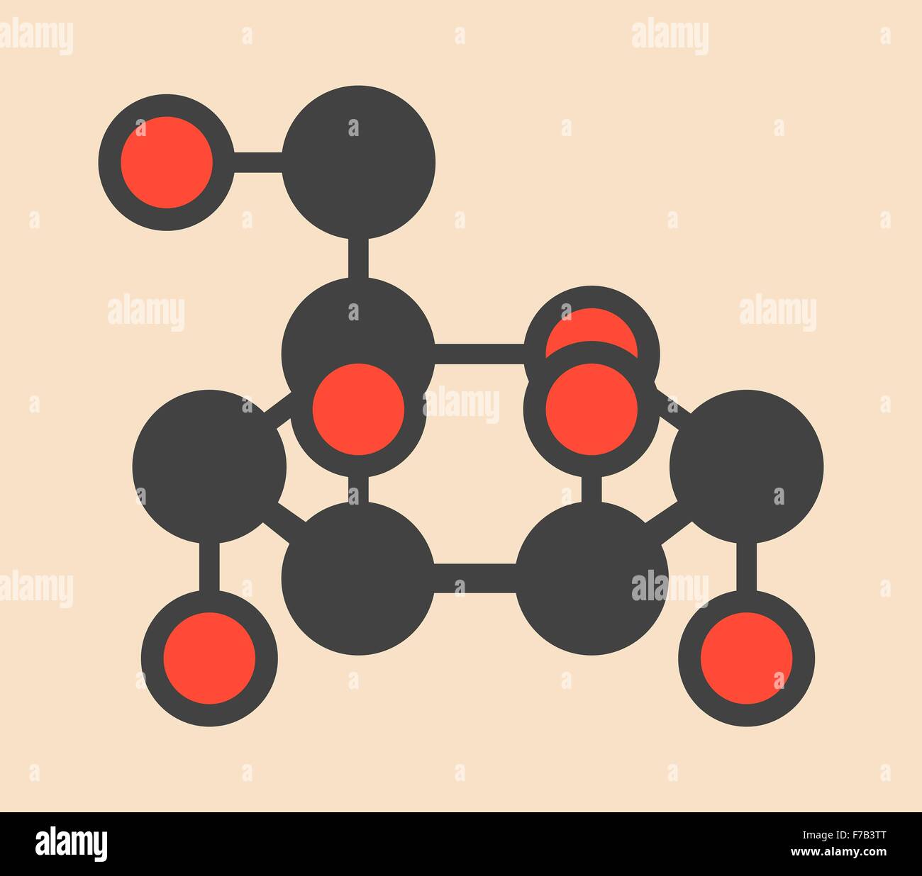 Mannosio (D-mannosio) molecola di zucchero. Epimero del glucosio. Stilizzata di scheletro di formula (struttura chimica). Gli atomi sono mostrati come Foto Stock