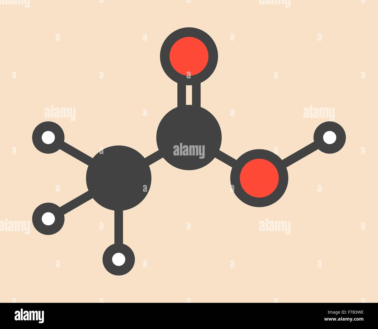 Acido acetico molecola. Aceto è una soluzione acquosa di acido acetico. Stilizzata di scheletro di formula (struttura chimica). Gli atomi sono Foto Stock