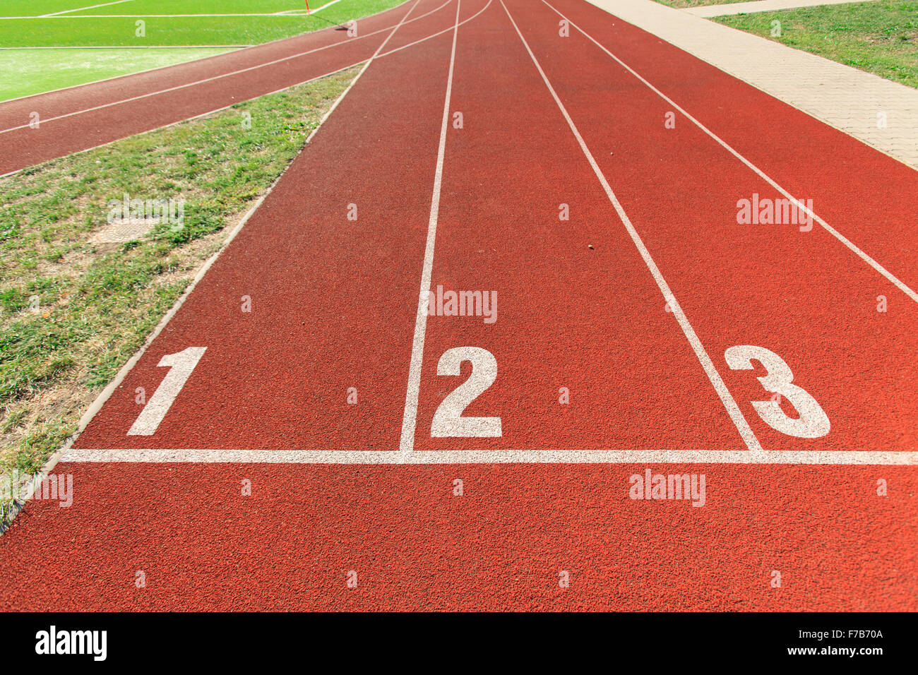Numerate da pista di una pista di atletica Foto Stock