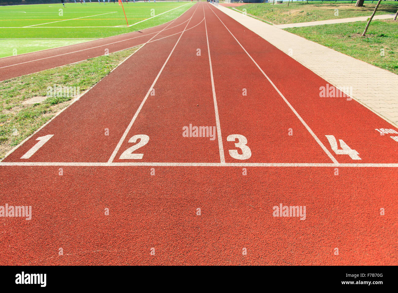 Numerate da pista di una pista di atletica Foto Stock