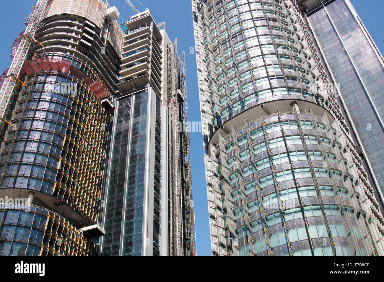 La costruzione del grattacielo torri a Barangaroo sviluppo urbano nel centro di Sydney, Australia Foto Stock