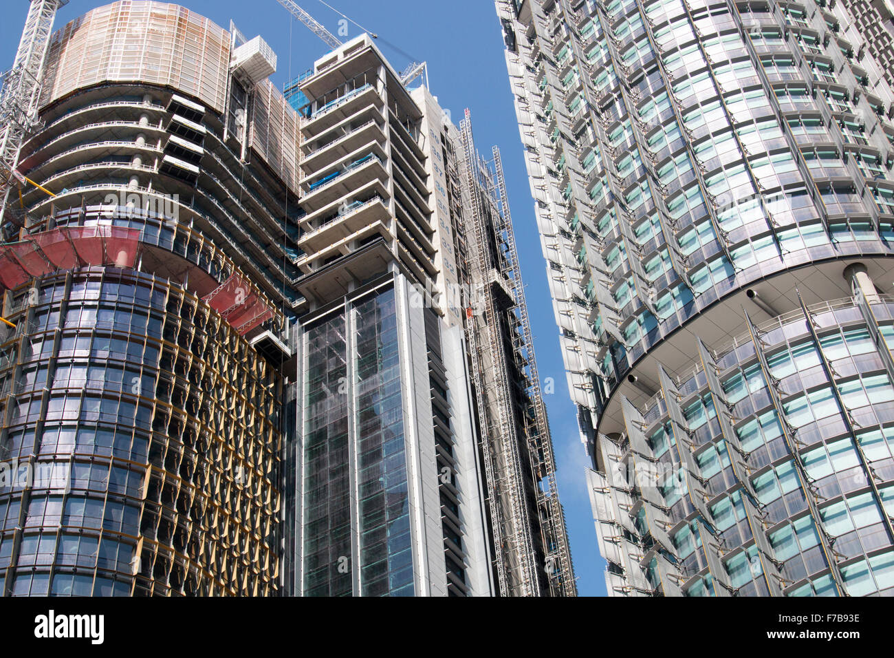 La costruzione del grattacielo torri a Barangaroo sviluppo urbano nel centro di Sydney, Australia Foto Stock