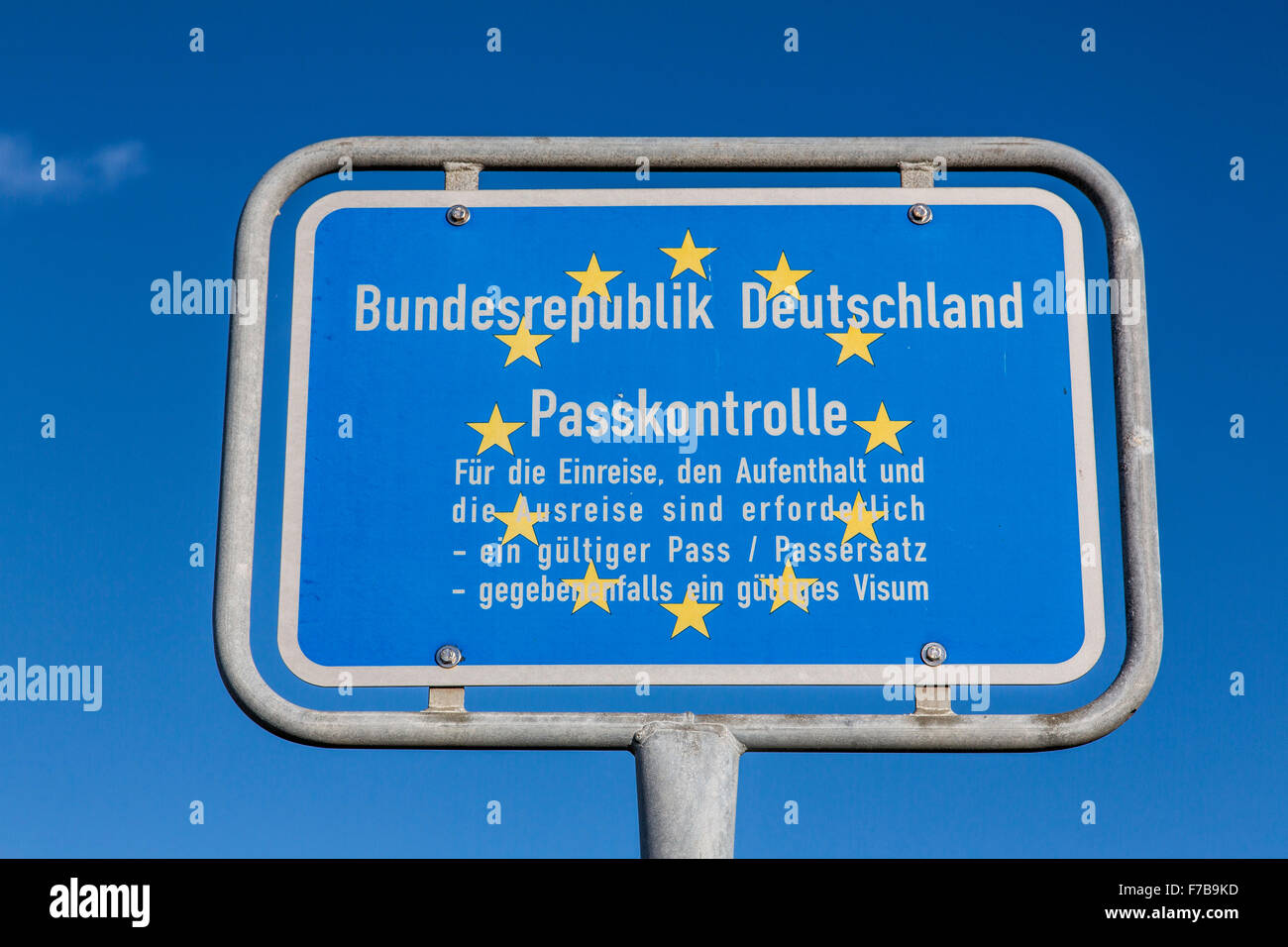 Boarder segni, Germania, Unione europea, passaporto area di controllo Foto Stock