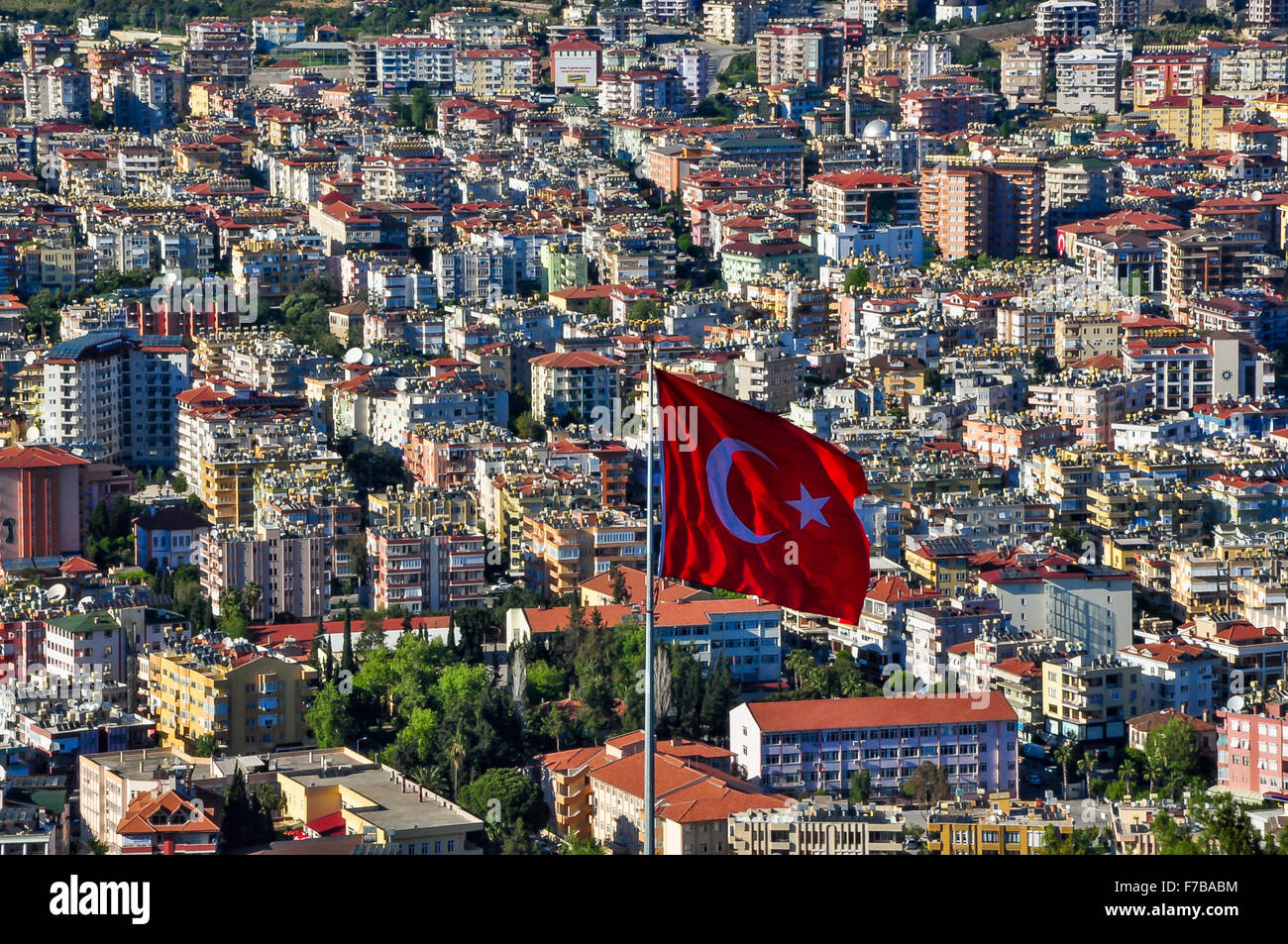 Bandiera turca su Alanya Foto Stock