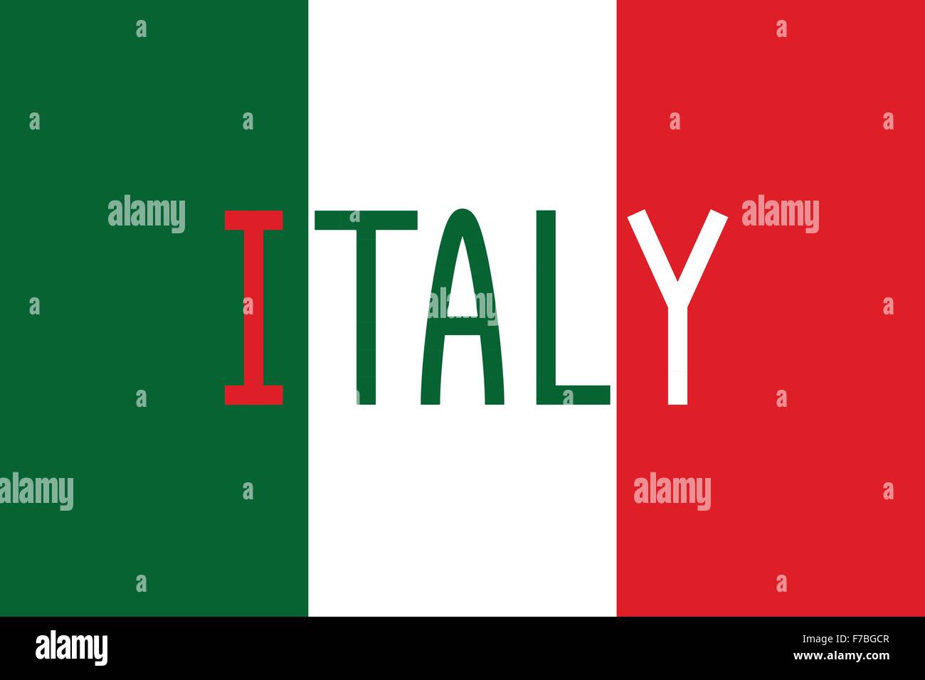 Bandiera Italiana e la parola Italia Illustrazione Vettoriale