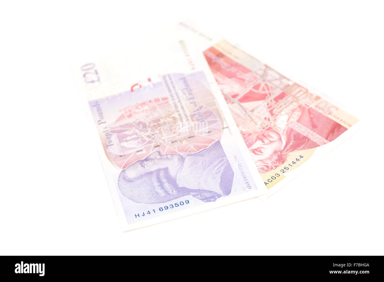 Soldi sterline gbp isolato Foto Stock