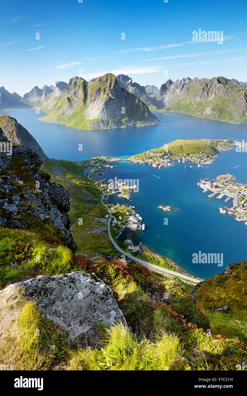 Isole Lofoten Reine, Moskenes, Norvegia Foto Stock