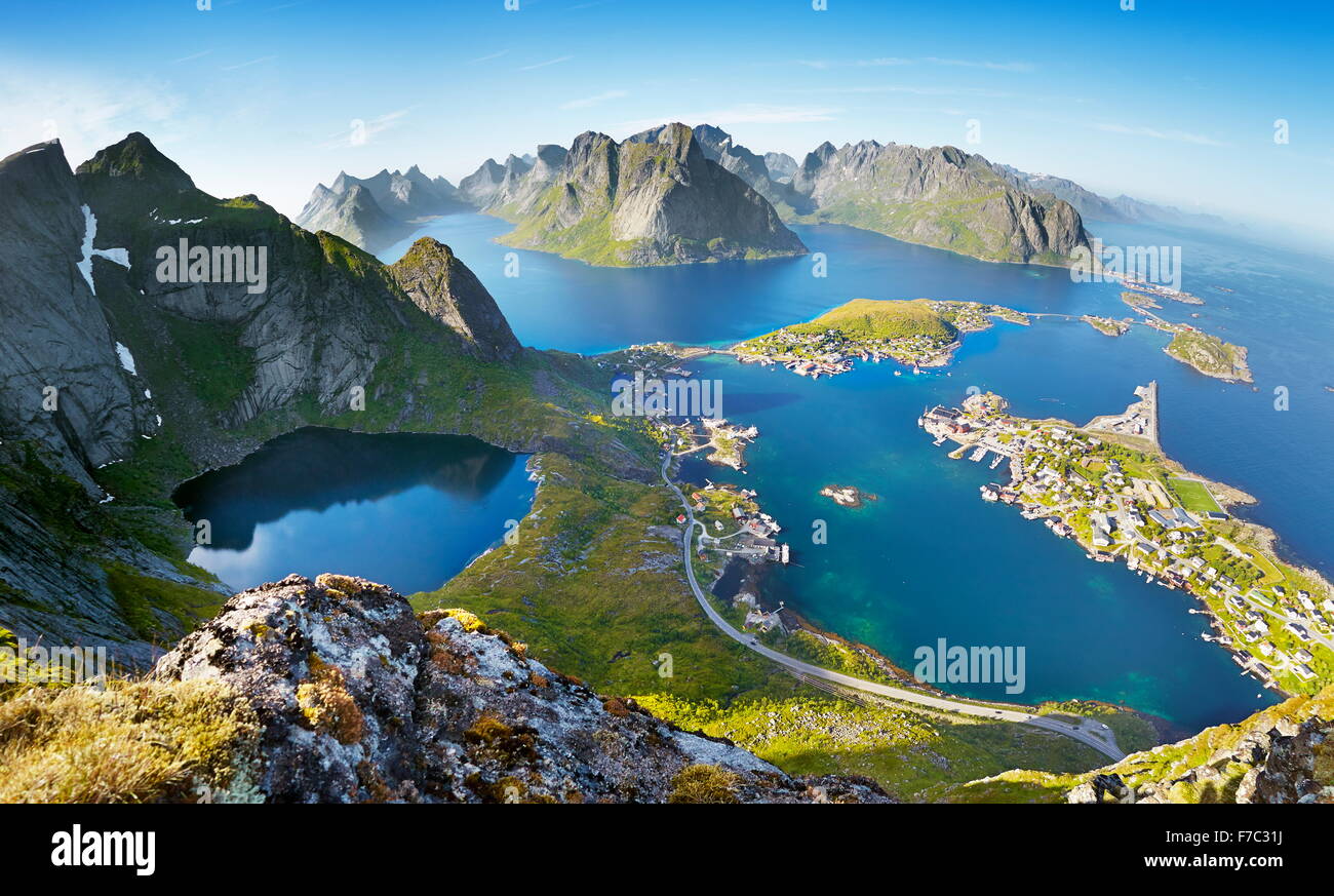 Isole Lofoten Reine, Moskenes, Norvegia Foto Stock