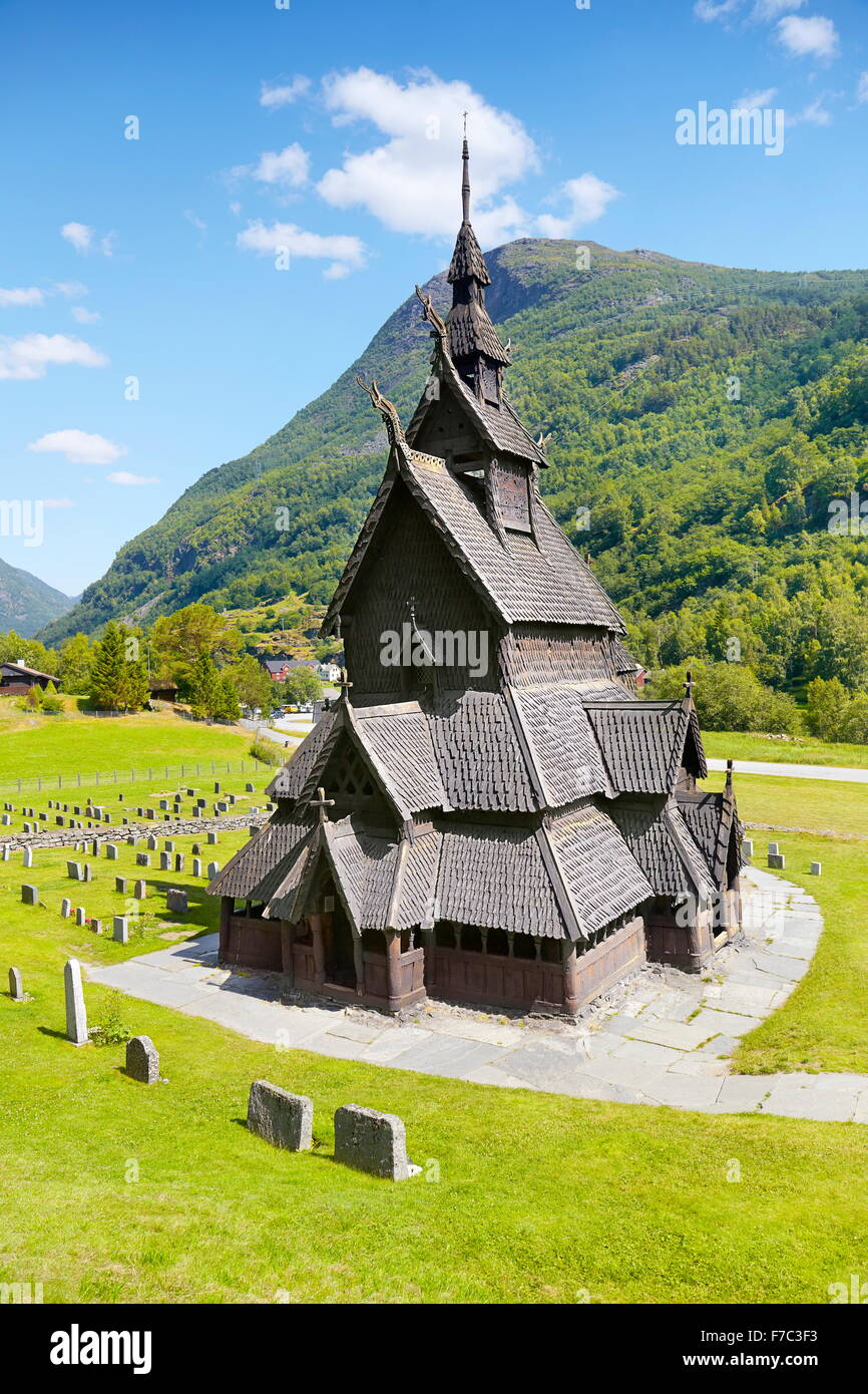 Borgund doga Chiesa Sogn og Fjordane, Norvegia Foto Stock