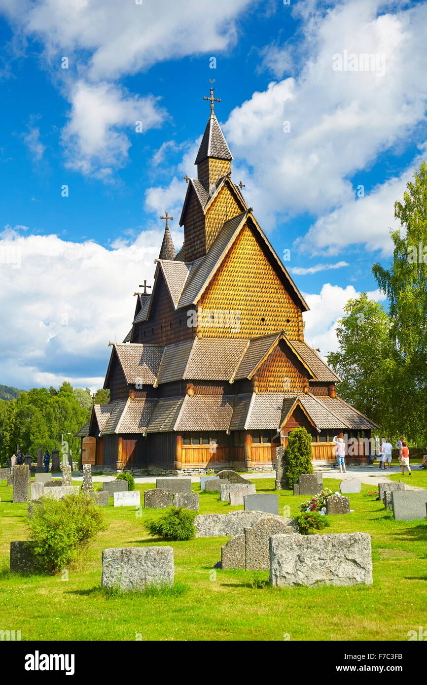 Doga Chiesa Heddal, Sogn og Fjordane, Norvegia Foto Stock