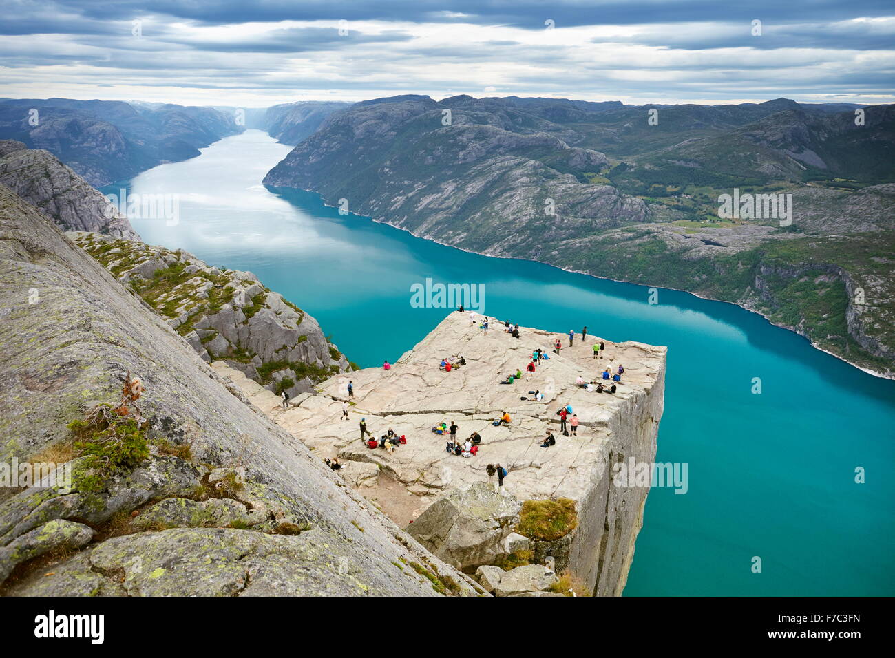 Paesaggio Prekestolen (il pulpito Rock), Lysefjorden, Norvegia Foto Stock