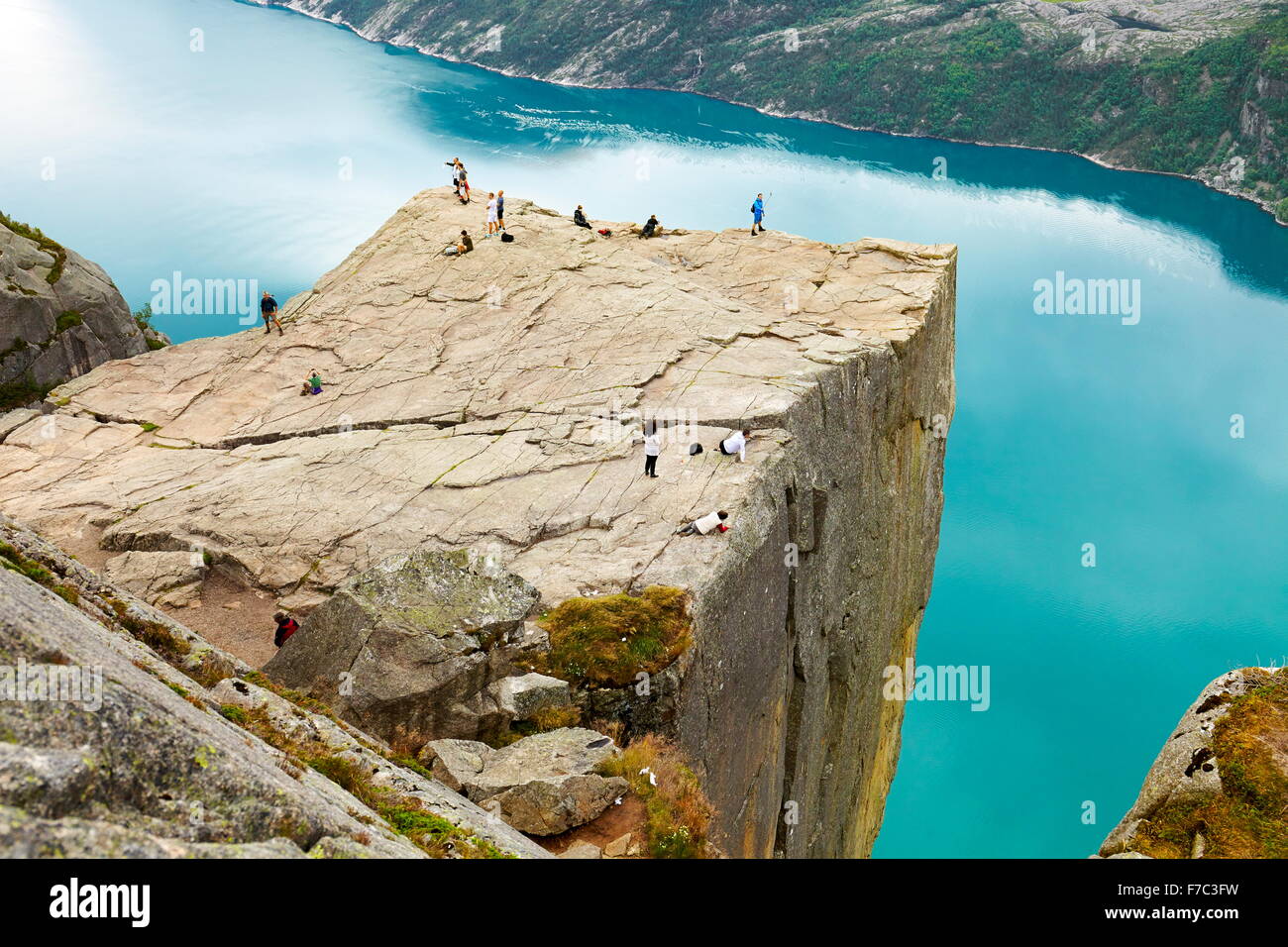 Prekestolen, pulpito Rock, Lysefjorden, Norvegia Foto Stock