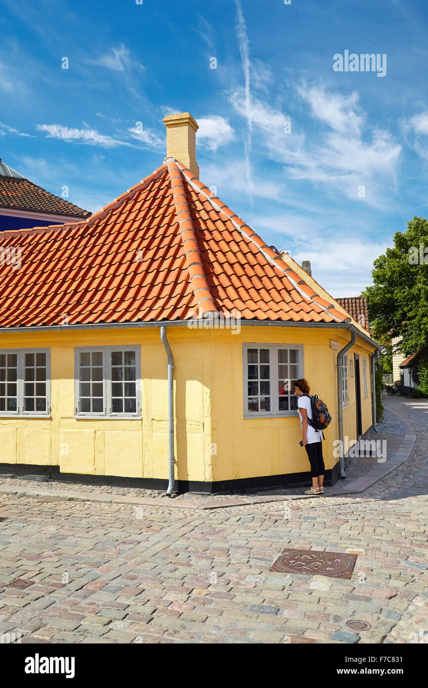Hans Christian Andersen di casa a Odense, Danimarca Foto Stock