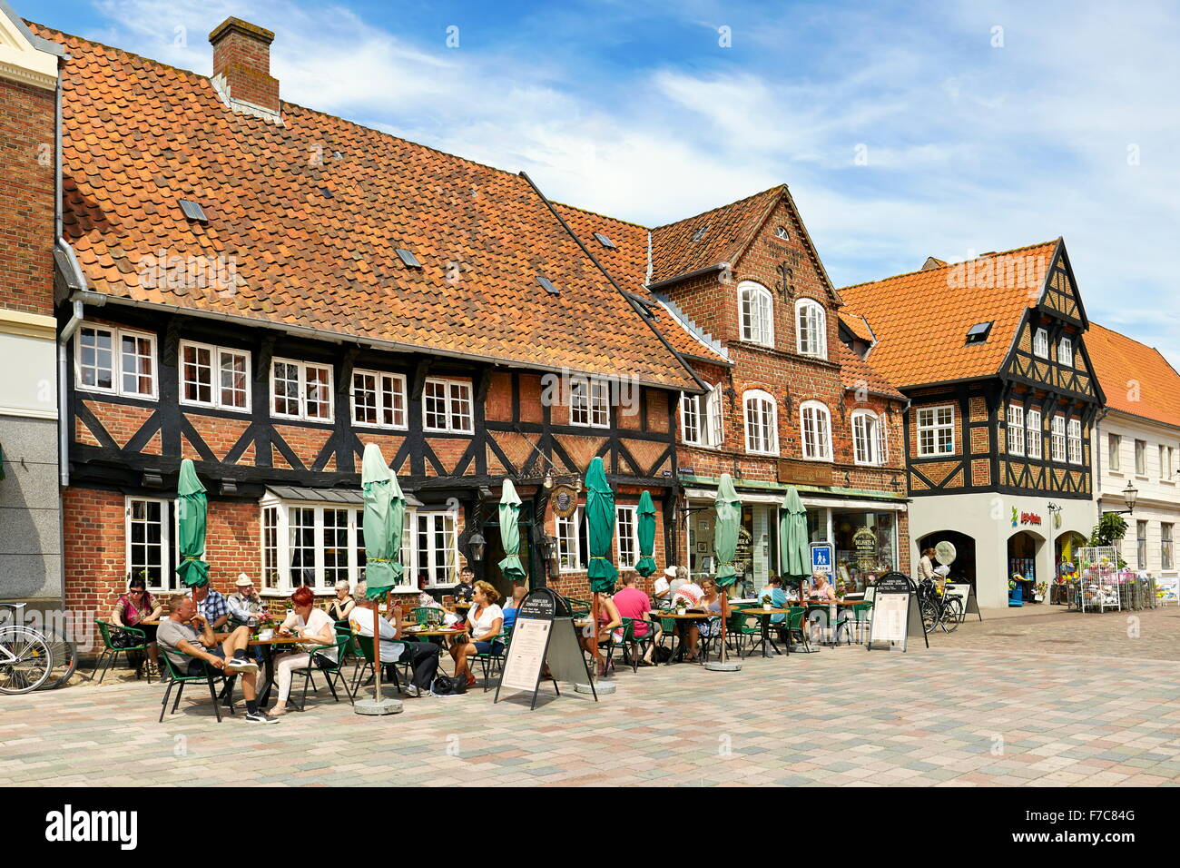 Casa in legno e muratura, Città Vecchia, Ribe, Danimarca Foto Stock