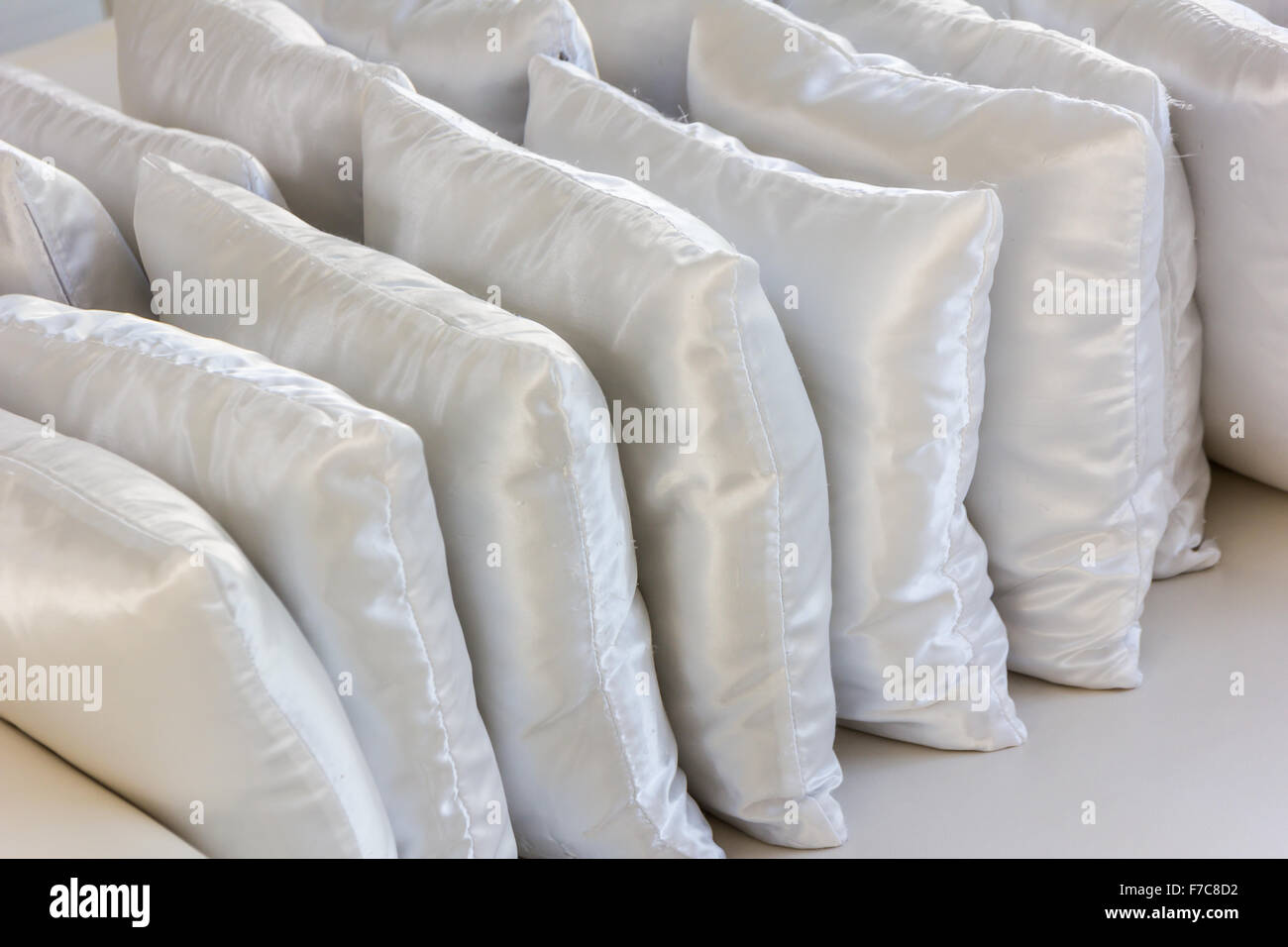 Cuscini bianco pelle sul cuscino Foto Stock