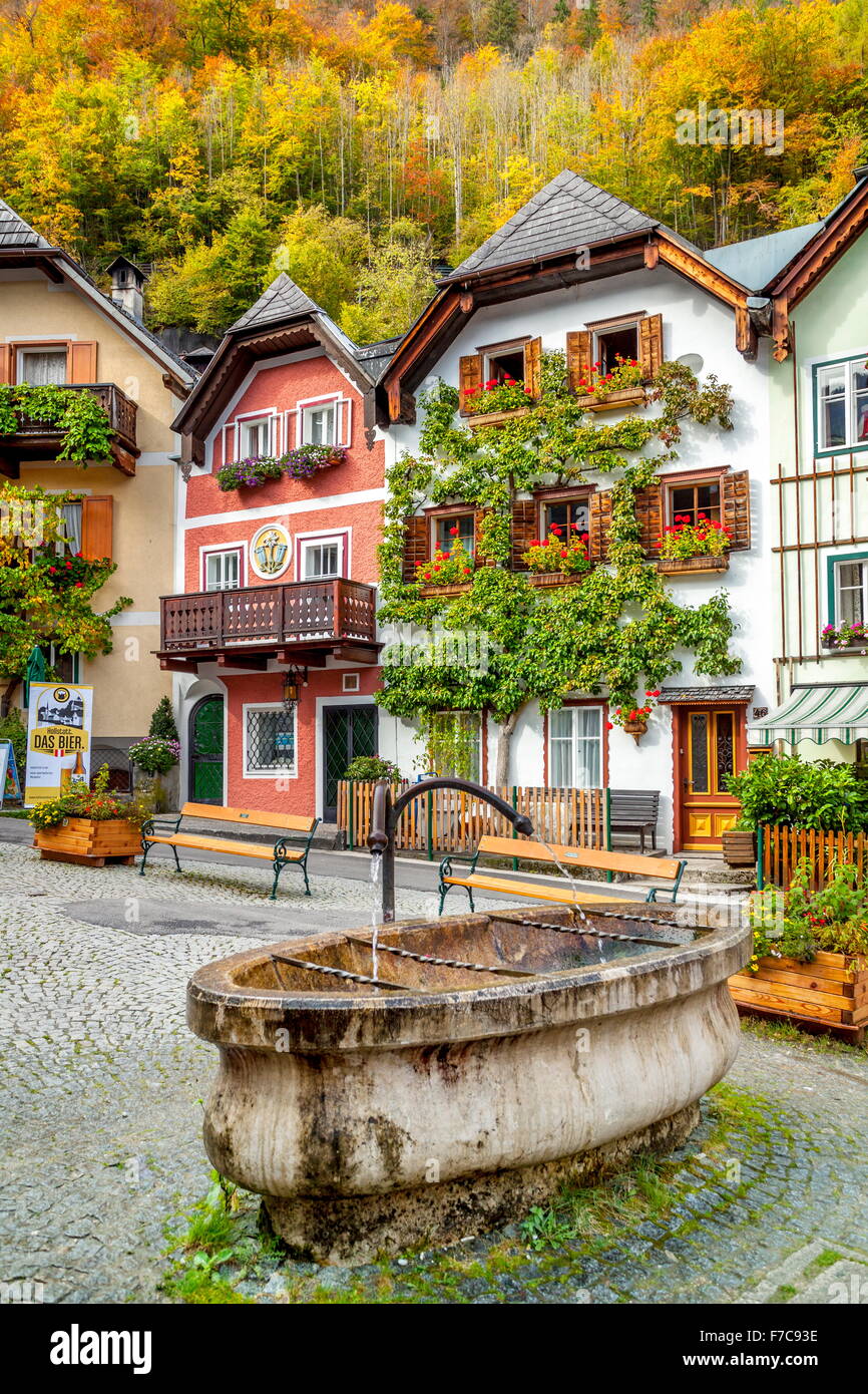 Hallstatt village, Salzkammergut, Austria Foto Stock